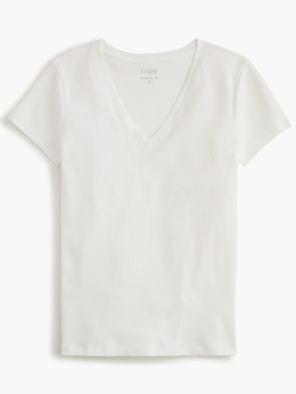 J. Crew Women's White Cotton V-Neck Short Sleeve Tee - M